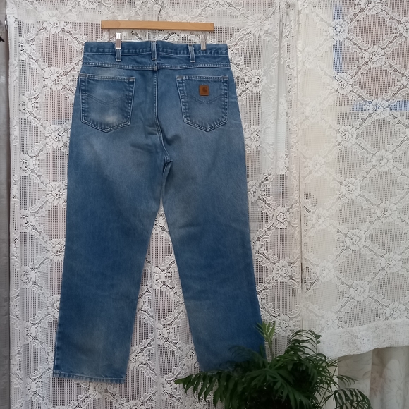 Carhartt Men's Traditional Fit Blue Denim Distressed Jeans Size 38×30 - Picture 3 of 8